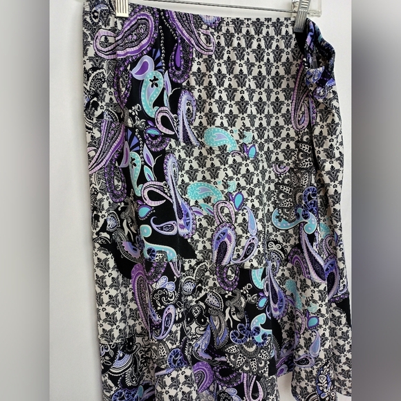 2/$30 Elementz Colorful Silver Purple Knee-Length A-Line Patchwork Skirt (#21) - Picture 3 of 7